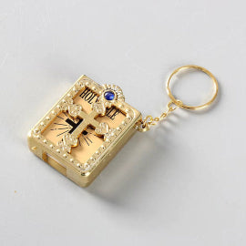 Gold Silver Color Mini Holy Bible Keychain Real Paper Can Read Key Chain Pendant Keyring Fashion Religious Jewelry